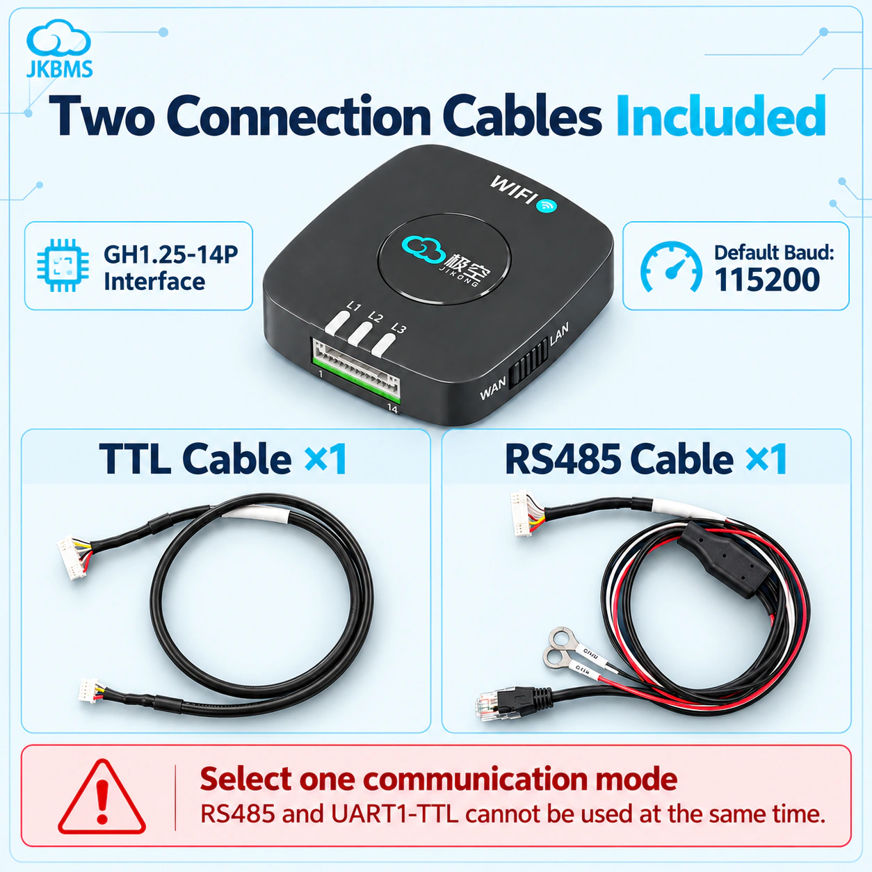 JKBMS WiFi Remote Monitoring Module specifications, dimensions, and application details 5